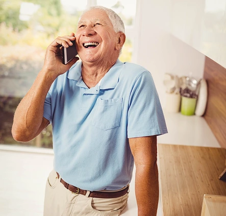 Senior man talking on the phone and smiling